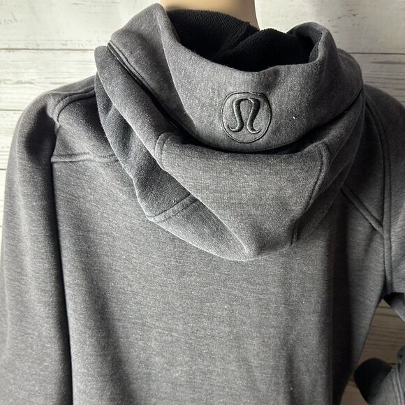 Lululemon Fleece Hoodie Medium Dark Gray Full Zip Long Sleeve Thumbholes Jacket - Picture 11 of 15